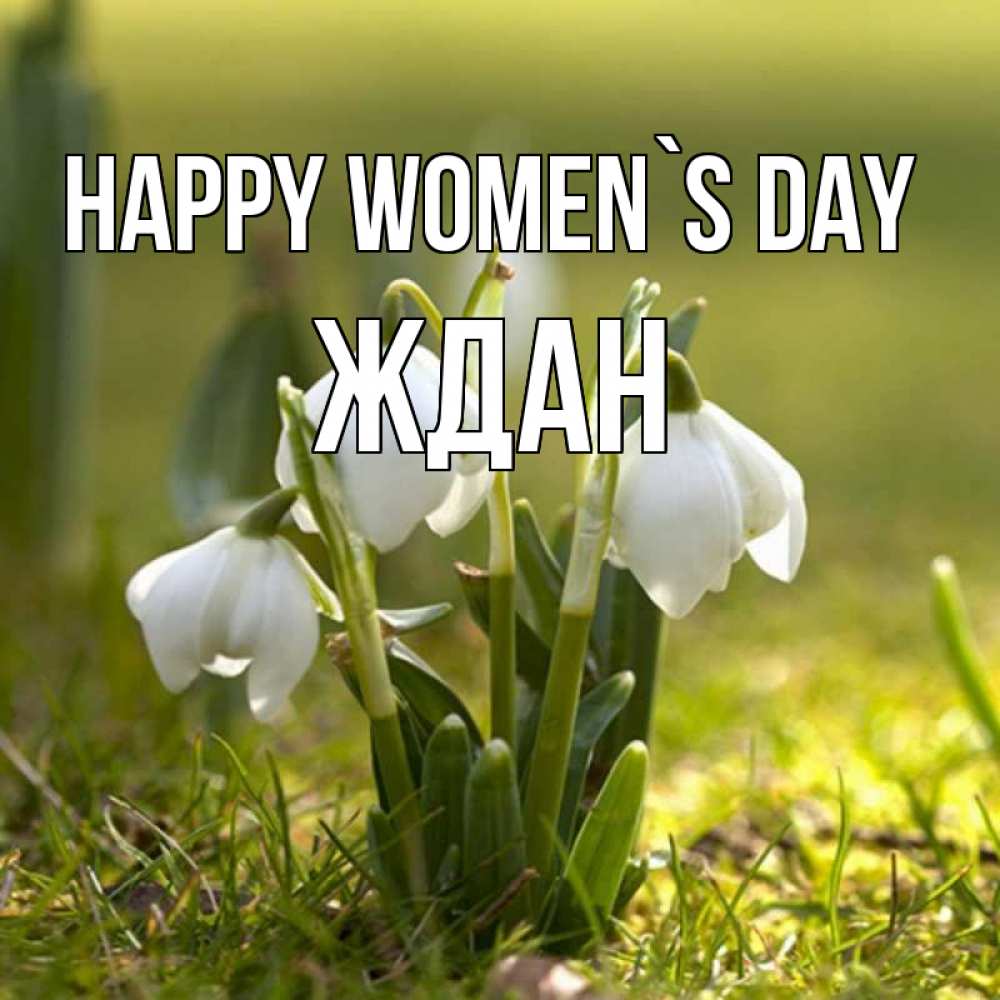 Greetings card с именем, Ждан happy women`s day ранние цветы 2 Greetings with text for free download 